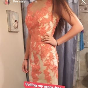 Beautiful long ball gown peach pink and white great congratulation worn once